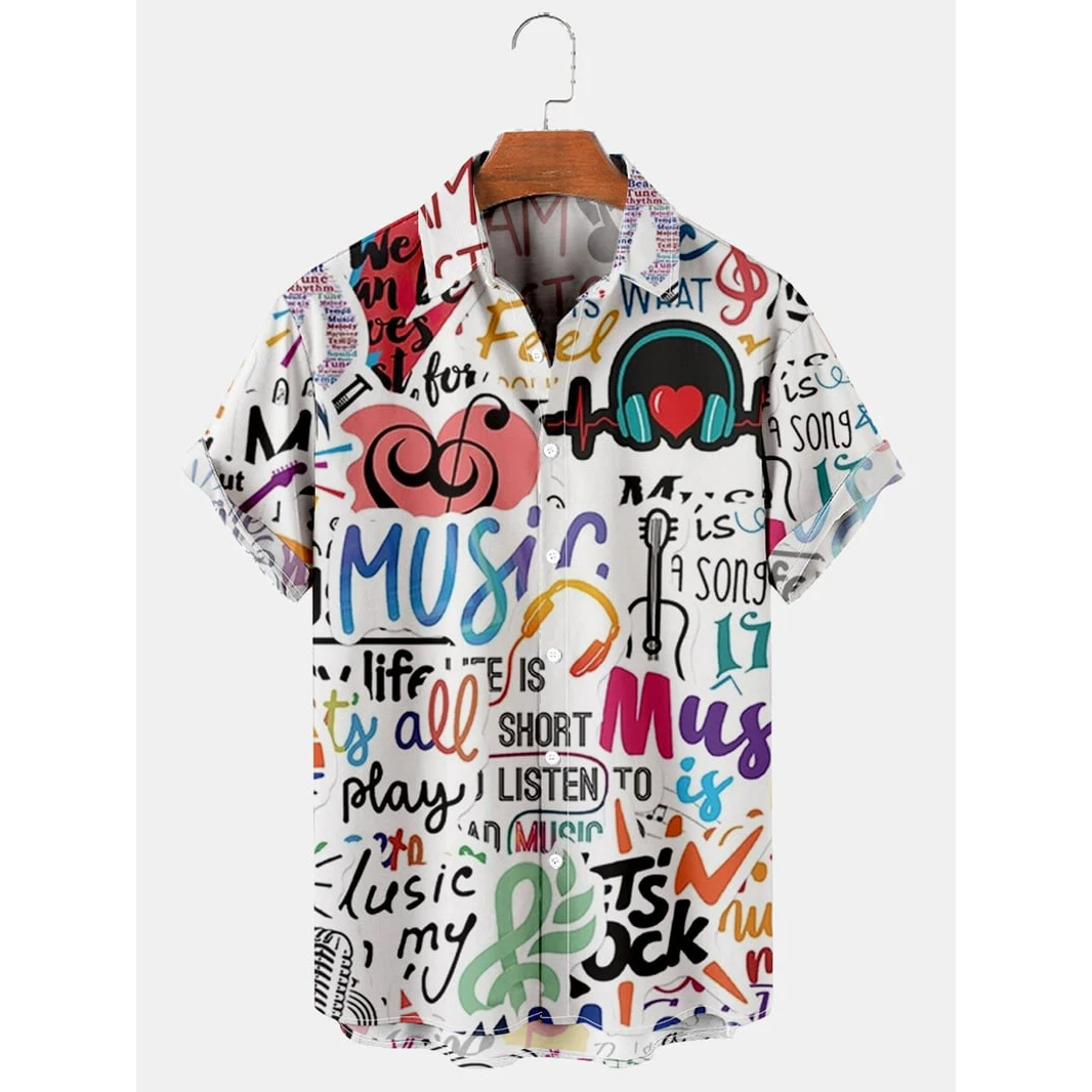 

Badassdude Fun Music Patchwork Printing Men‘s Short Sleeve Tee Shirt Blouse Tops