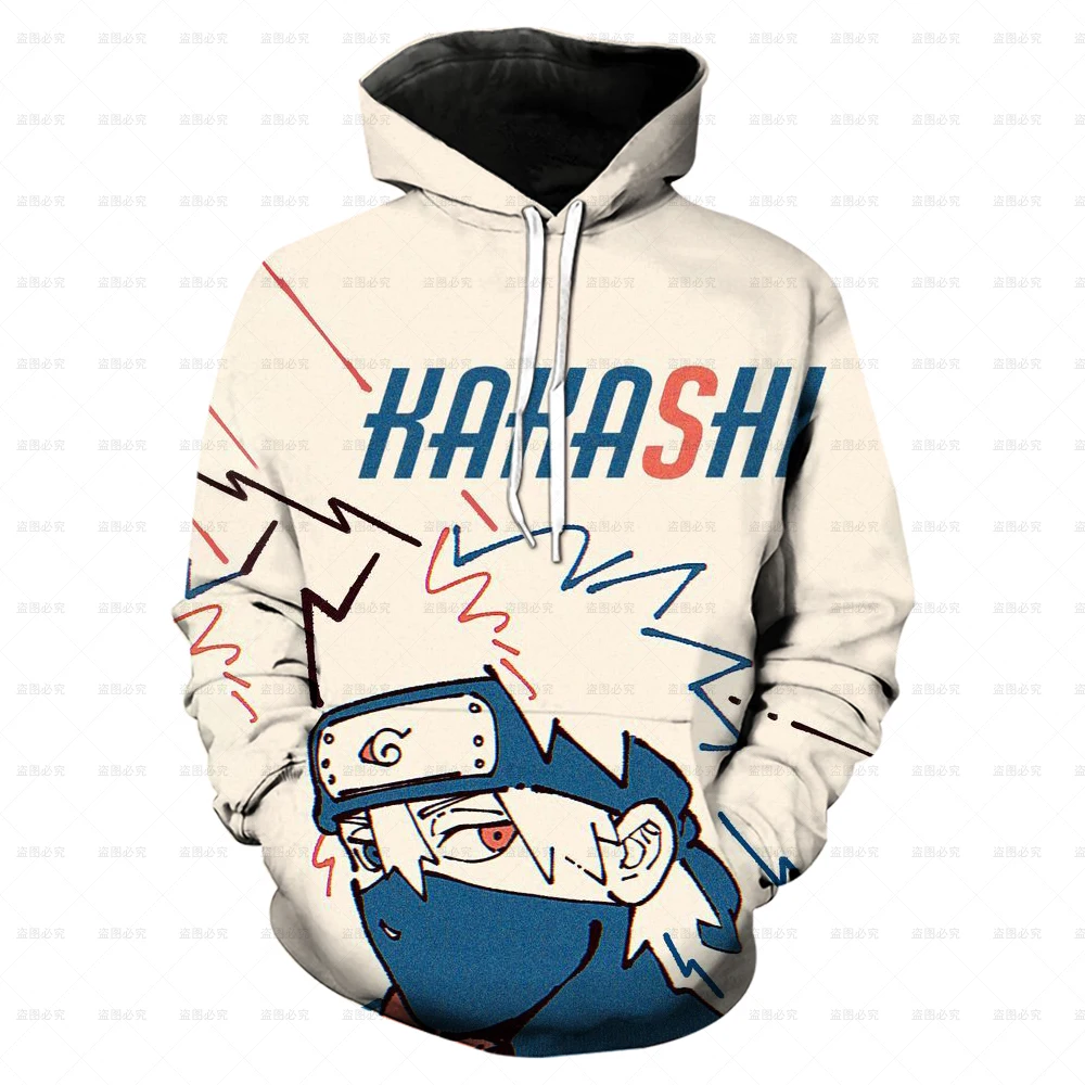 

2021 Spring and Autumn Men's Long Sleeve Cartoon Harajuku Print Naruto Swirl Kakashi Cosplay Sweater Men's Spring