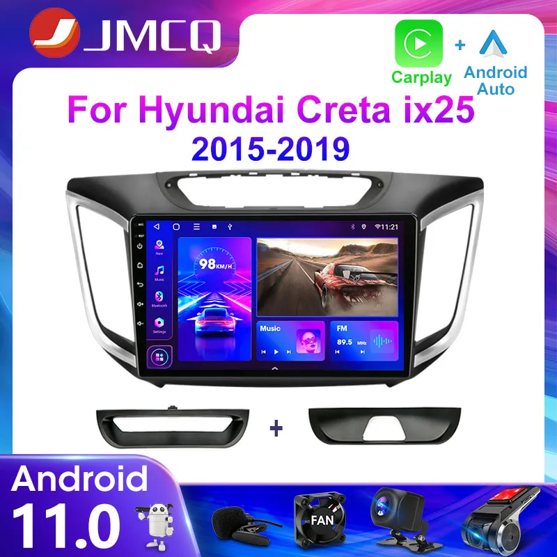 JMCQ 2Din 4G Android 11 Car Stereo Radio For Hyundai Creta ix25 2015-2019 Multimedia Video Player Navigation Head Unit Carplay