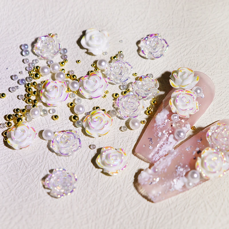 Iridescent Flower DIY Accessories Glitter For Epoxy Resin Filling Crystal Water Beads Pearls Pendant Jewelry Findings Components