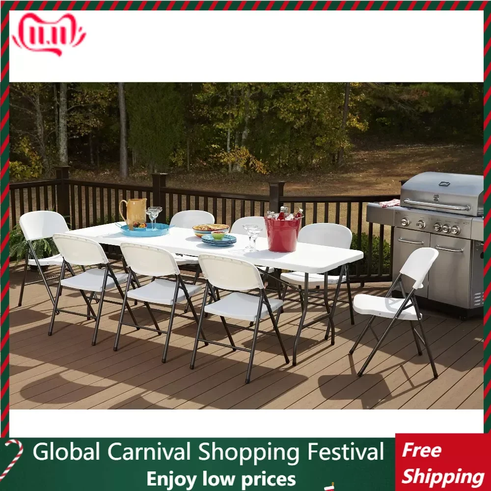 

Складной стол, 8 футов, Centerfold, белый обеденный стол, бесплатная доставка, портативные складные столы для кухни