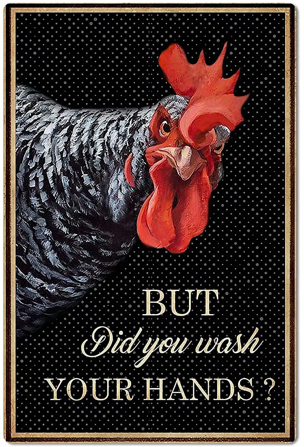 Металлическая табличка Licpact Funny Chicken Coop с забавным изображением курятника, но с надписью «Но вы ли вымыли руки?», в стиле ретро, с изображением петуха, для гаража, кухни, настенная табличка. (art.: 3920da031e8ab) - 3920da031e8ab