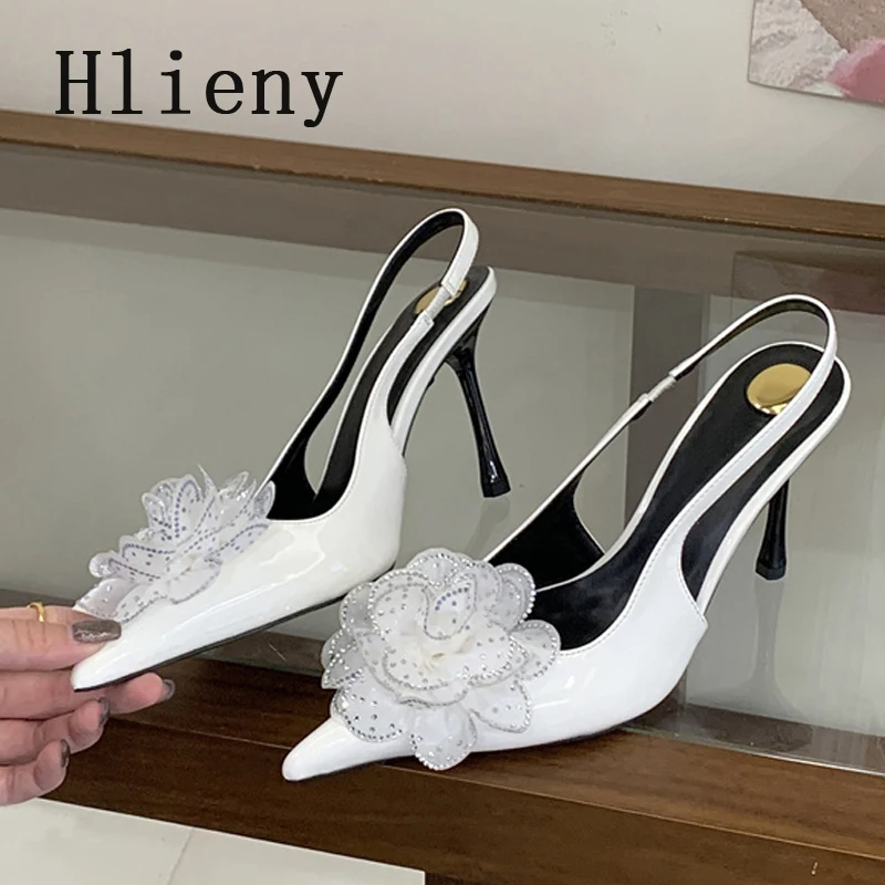 Элегантные женские туфли-лодочки Hlieny в уличном стиле с кристаллами и цветами, дизайнерские, на высоком каблуке, с острым носком, модные, для банкетов и торжественных мероприятий (art.: 3920d9df12b78) - 3920d9df12b78