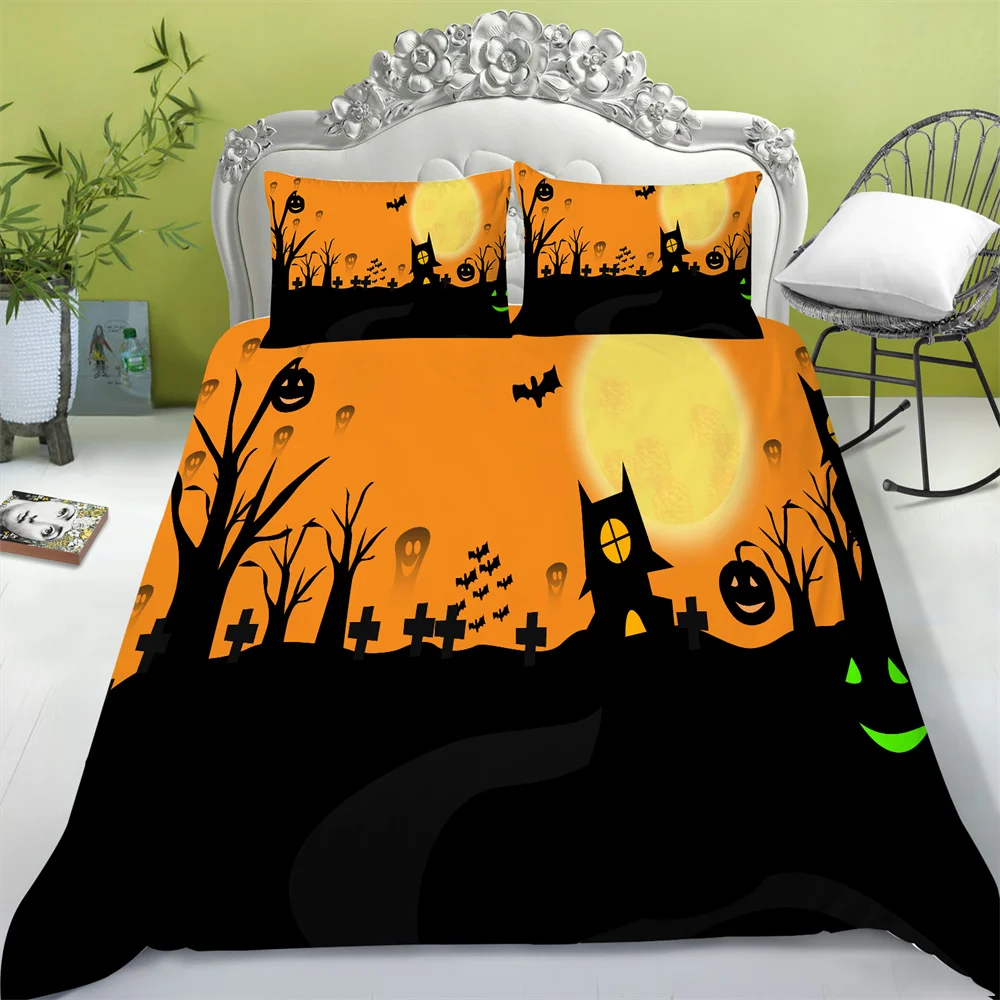 

Пододеяльник, комплекты, Хэллоуин, размер King Size текстильные постельные принадлежности для дома с наволочкой, пододеяльники, Детский Компле...