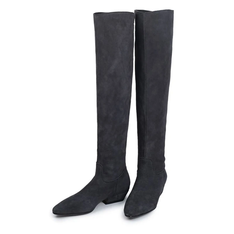 JOZHAMTA размеры 34–39 женские сапоги до колена из натуральной кожи обувь на высоком