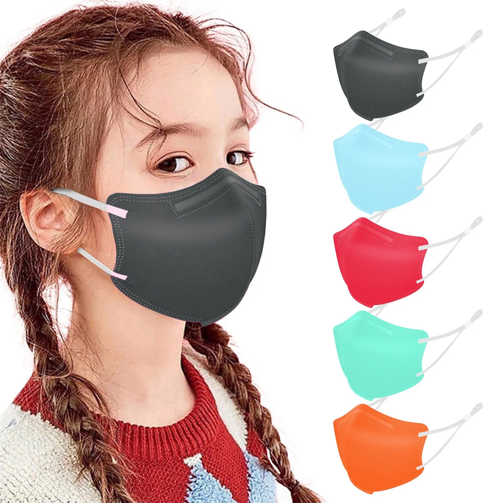 

5-Layer Disposable Kids Mask Adjustable Ear Loop Dispoasable Girls Boys Masks Respirator Protection Children Mascarilla Facemask