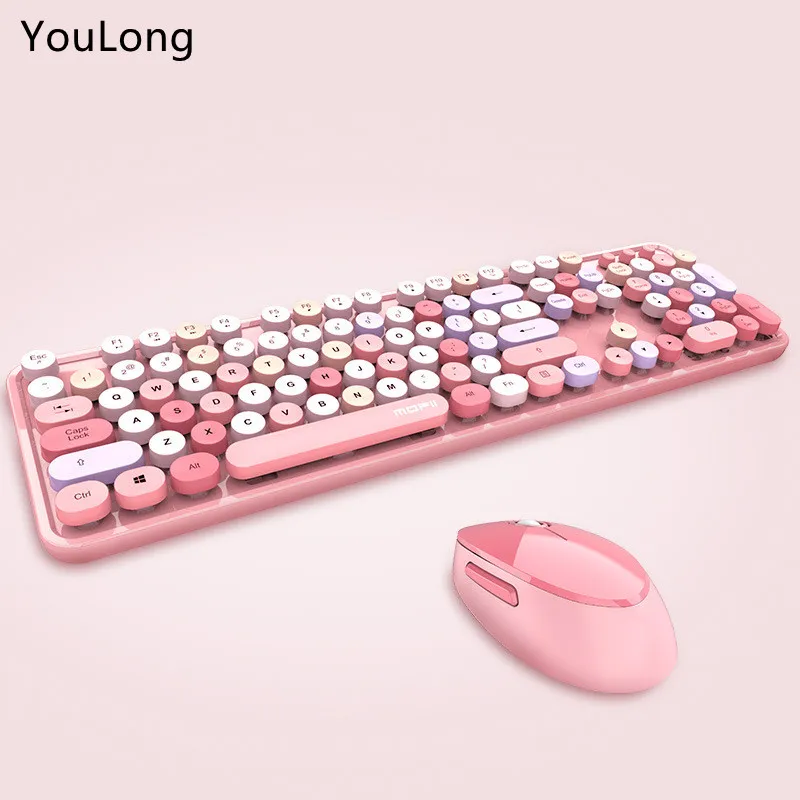 

2.4G Wireless Keyboard And Mouse SWEET Color Lipstick Keyboard Office Wireless Keyboard And Mouse Set
