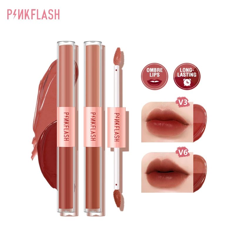 

PINKFLASH 2 In 1 Dual-head Velvet Matte Lipstick Lip Gloss High Pigment Long-lasting Silky Lightweight Liquid Lip Tint Cosmetics