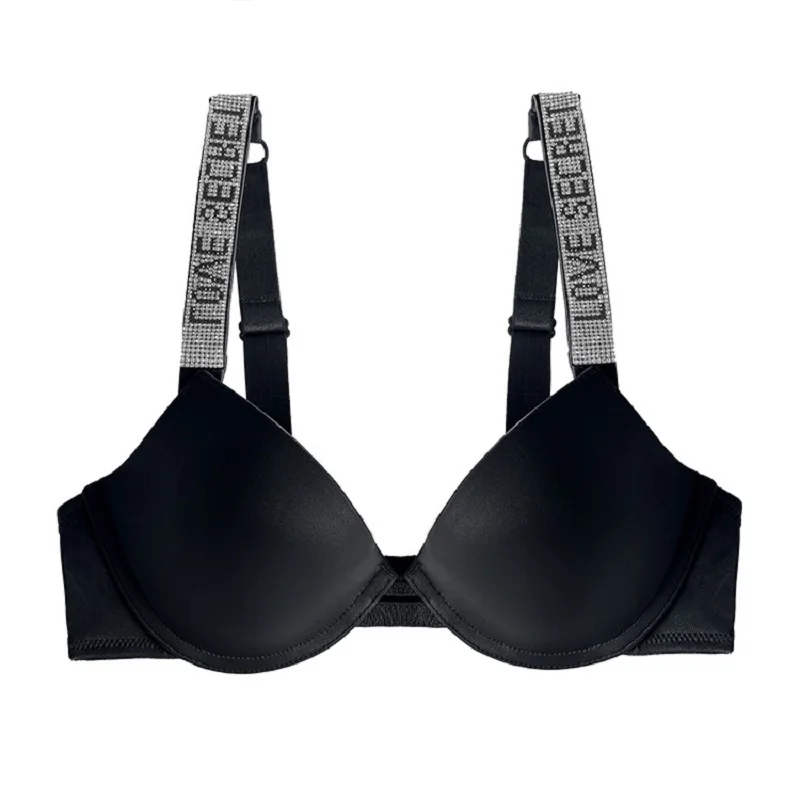 

Стразы, собранный бюстгальтер с регулируемым типом, верхнее тонкое нижнее плотное сексуальное нижнее белье с надписью и закрытой грудью, же...