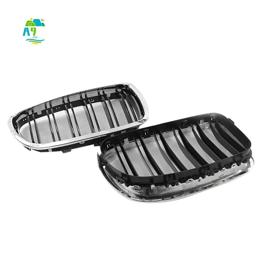 Фото Решетка радиатора A09E-Car Chrome+Glossy Black с двойными ламелями для BMW F10/F11 M5 535I 550I 528I 4-дверный 2010-2017 №1