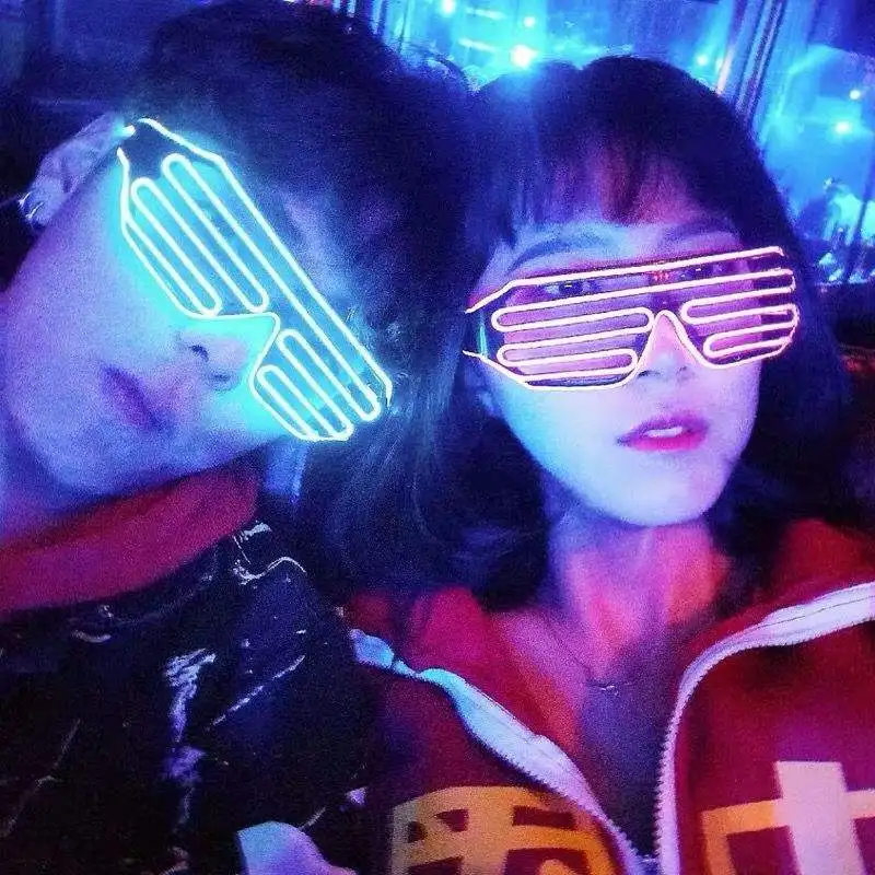 

Hot selling Novelty Lighting Luminous Steady on and Flashing EL Shutter Glasses Powered by 2-AA battery for Movie Club,Birthday