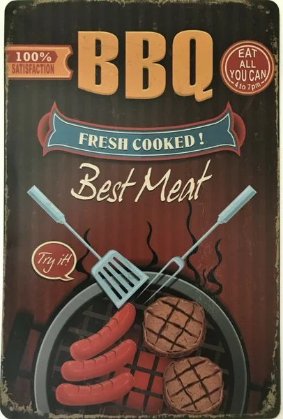 

Жестяной знак Eat all you can BBQ, художественное настенное украшение, винтажный алюминиевый Ретро металлический знак, железная живопись, винтажный декоративный знак,