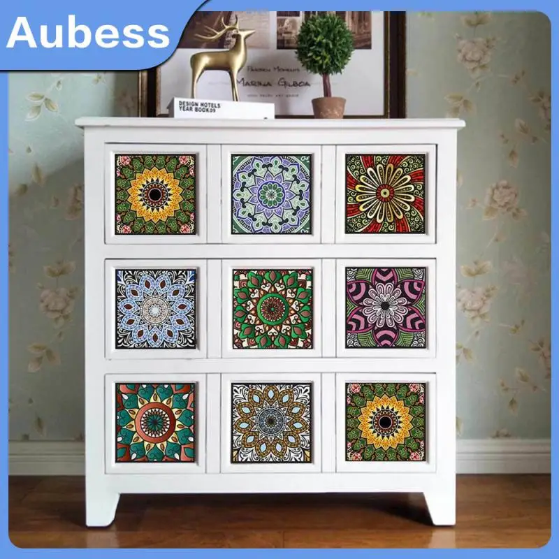 

European-style Vintage Pattern Tile Sticker Kitchen Stove Art Mural Self-adhesive Wall Decal Home Decor Ceramic Tile Creative