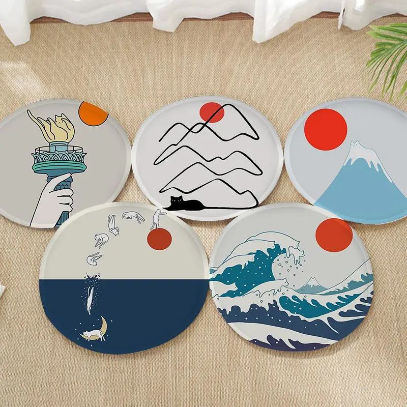 

Abstract Cat Decorative Dining Chair Cushion Circular Decoration Seat For Office Desk Sofa Cushion