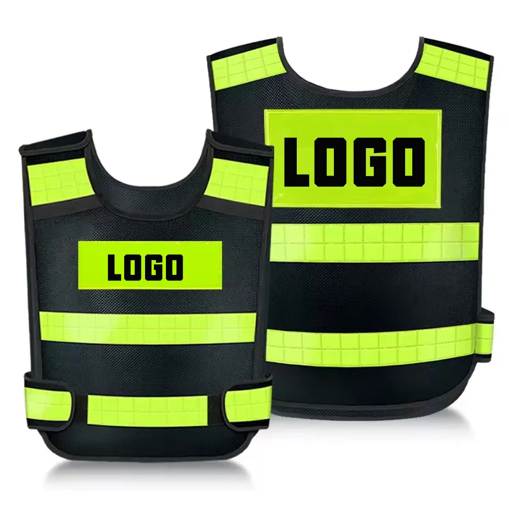 Светоотражающий защитный жилет с высокой видимостью черный дышащий сетчатый
