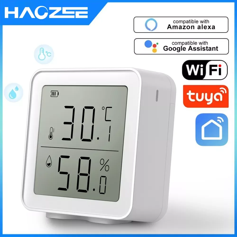 

2023New Tuya WIFI Temperature And Humidity Sensor Indoor Hygrometer Thermometer With LCD Display Support Alexa Google Assistant