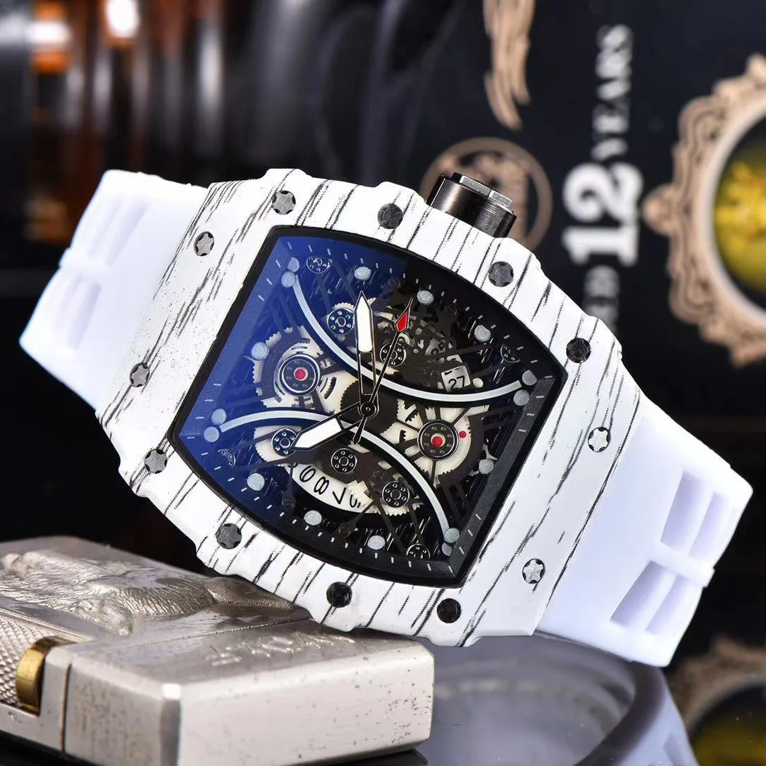 

New Skeleton Mens Watches Top Brand Luxury Dial AAA Clock Male Fashion Silicone Waterproof Quartz White Sport Watch Men Gift