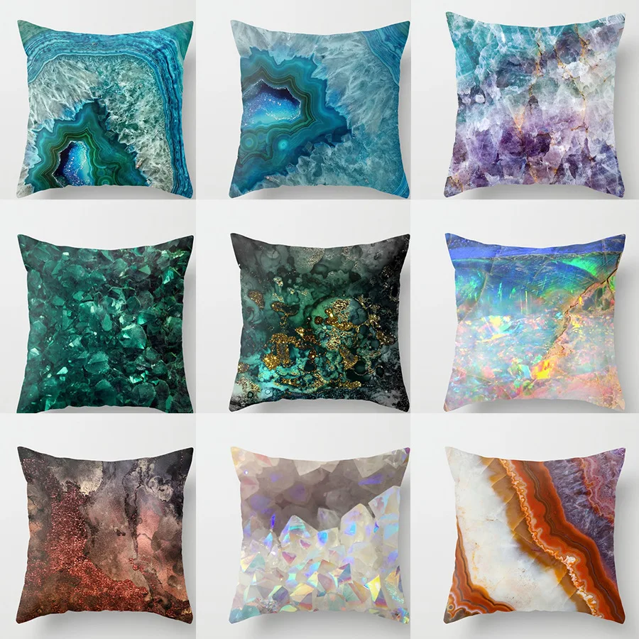 

New Marble Geometric Picture Peach Skin Pillow Cover Sofa Pillow Cover
