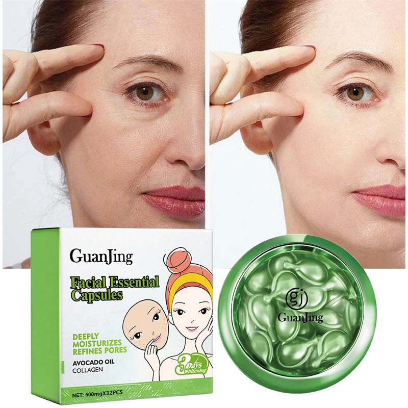 

Коллагеновая Антивозрастная эссенция, капсулы для удаления морщин, упругая лифтинг, сыворотка для лица с тонкими линиями, осветляет, восста...