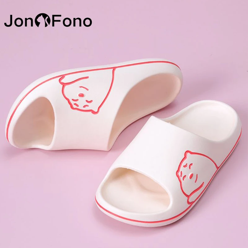 

Шлепанцы jonoтелефона женские для дома и ванной, Нескользящие, мягкая подошва, водонепроницаемые, симпатичные, сланцы с медведем, летние Тапо...