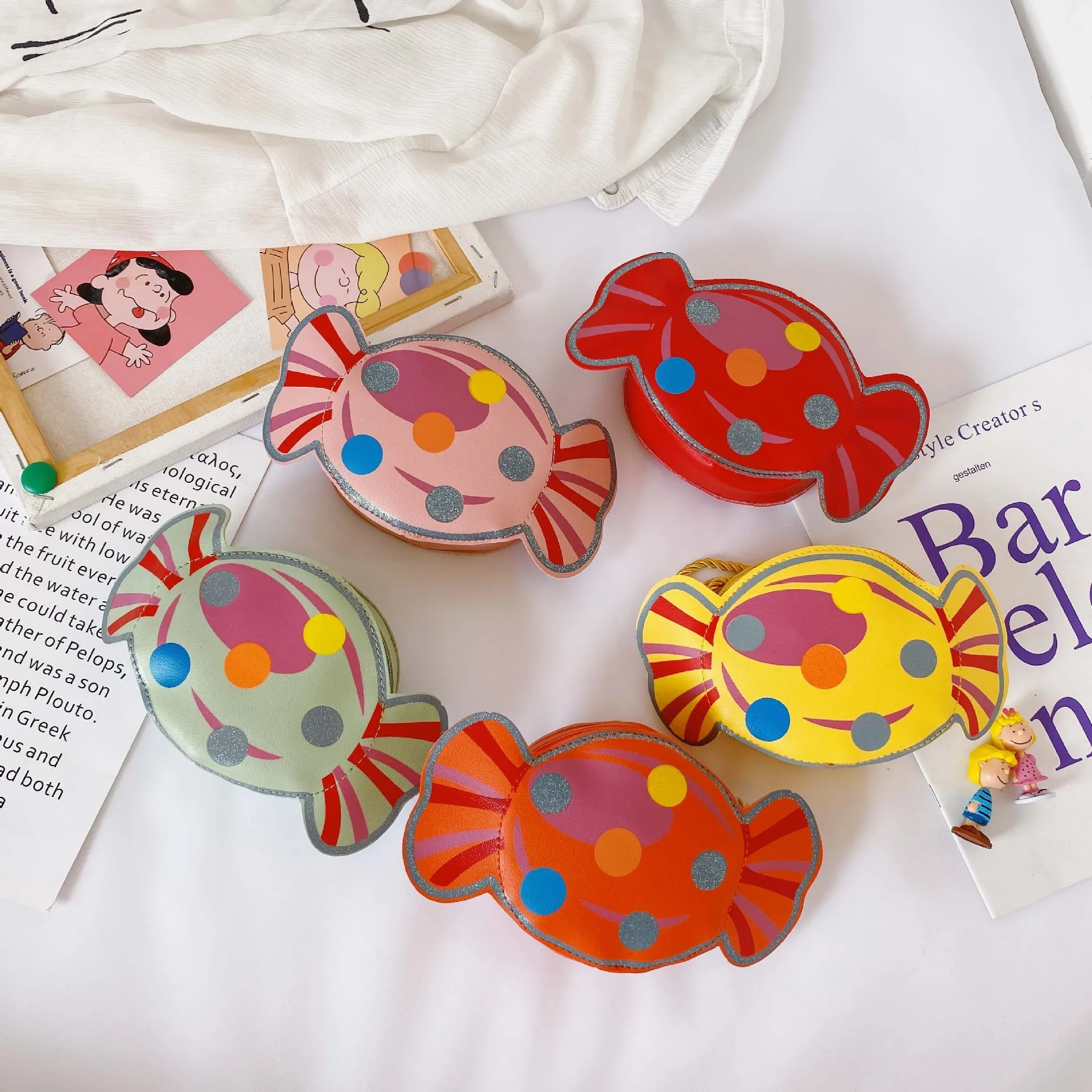 Cute Candy Girl Princess Messenger Bag Lovely Mini Handbags Pu Leather Coin Purse Chain Purses Kids Crossbody Shoulder