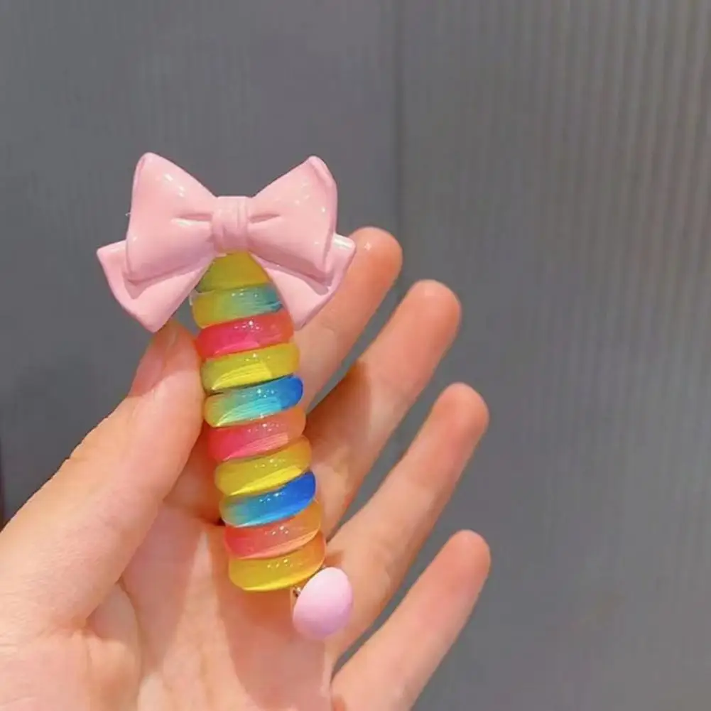 

Cute Hair Accessories Colorful Braided Telephone Wire Hair Bands Sweet Style Heart Flower Bow Charm Spiral for Women for Girls