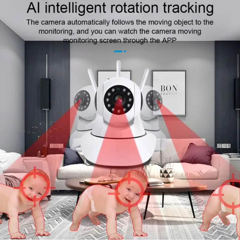 

Surveillance Camera V380 Motion Detection Robot Camera Wireless Camera Smart Home Remote Surveillance Camera 360 Full Coverage