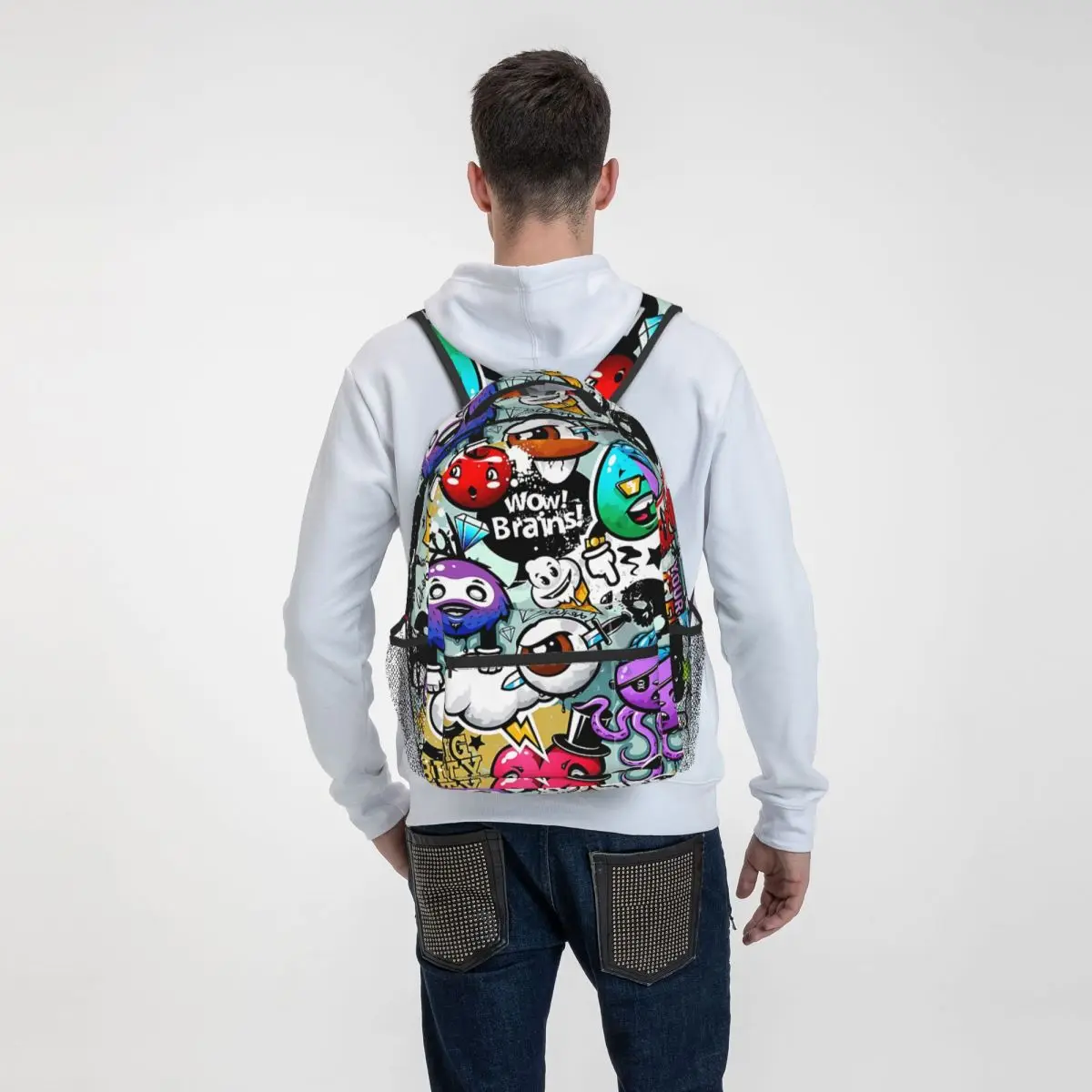 Large Capacity Casual School Bag Graffiti Fun Street Art Travel Laptop Backpacks Multifunctional Soft Rucksack for Teenager images - 6