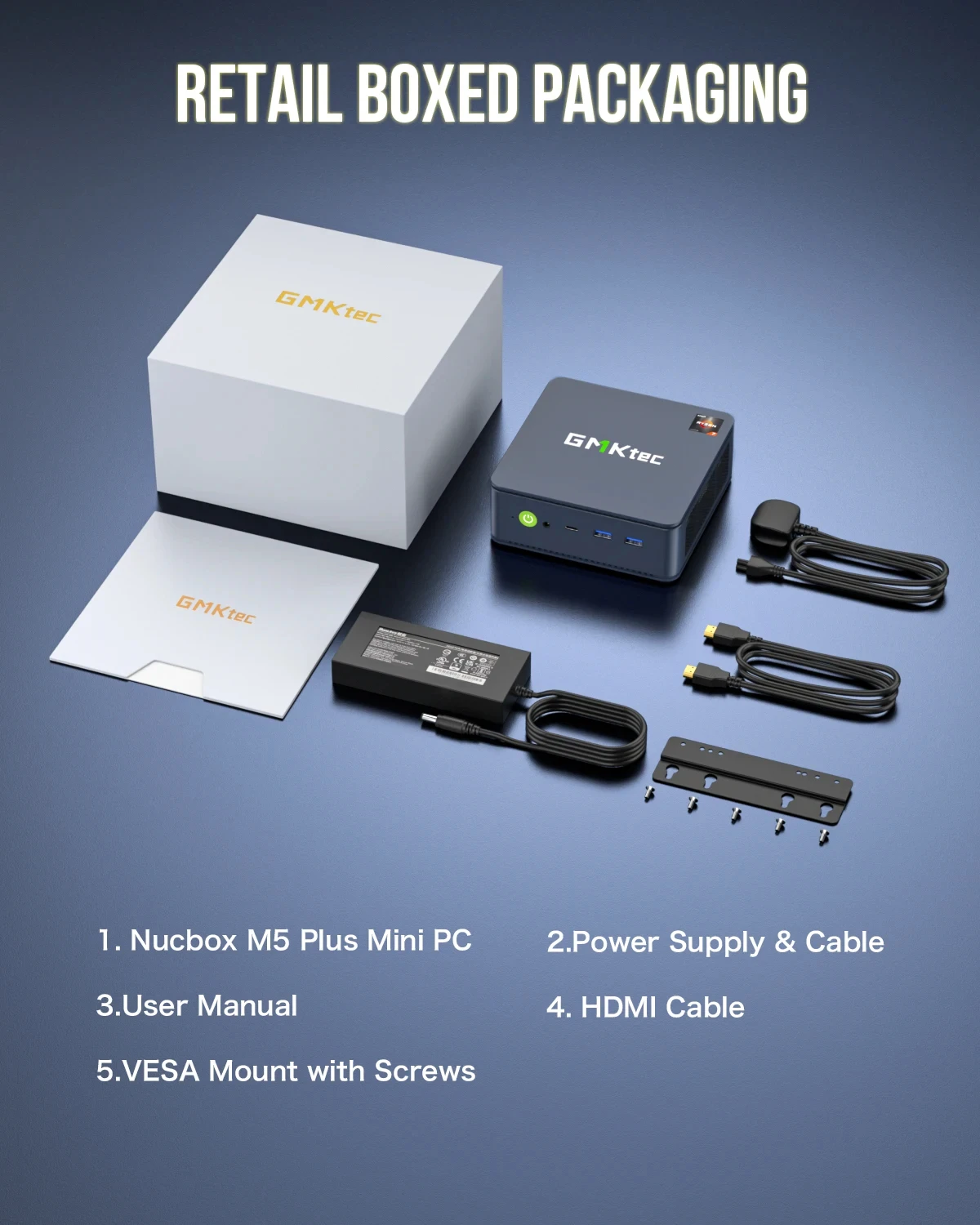 Мини-ПК GMKtec M5 Plus Ryzen 7 5825U Windows 11 Pro DDR4 SO-DIMM NVMe M.2 SSD WiFi6E BT5.2