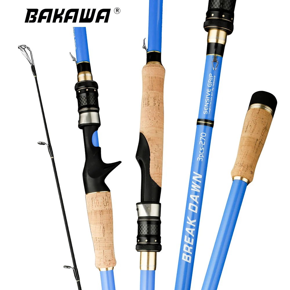 

BAKAWA 3 Sections Carbon Fishing Rod Lure Wt:5-35g M Power Spinning/Casting Carp Travel Feeder Pole 2.1M -2.7M Tackle Pesca