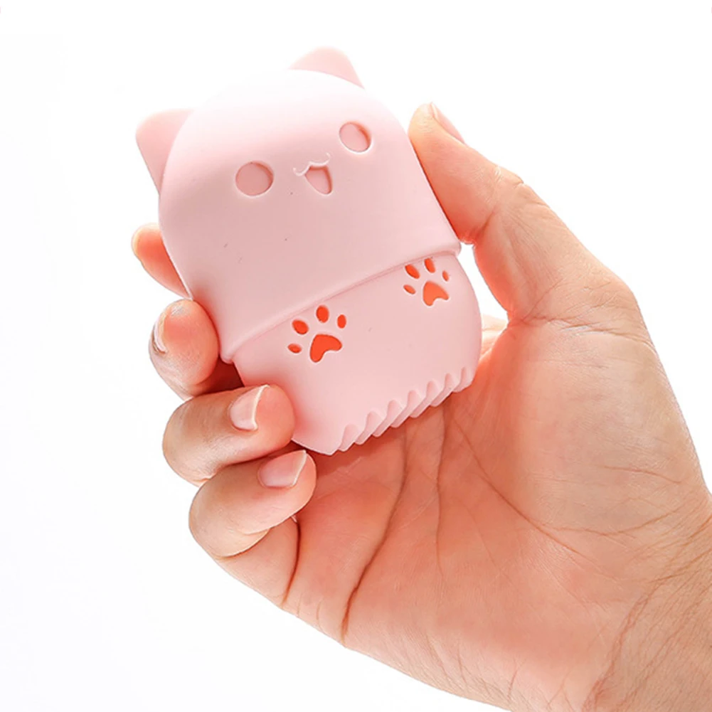 Portable Kitten Silicone Powder Puff Blender Holder Sponge Makeup Egg Drying Case Cosmetic Beauty Pad Display Rack Sponge Box