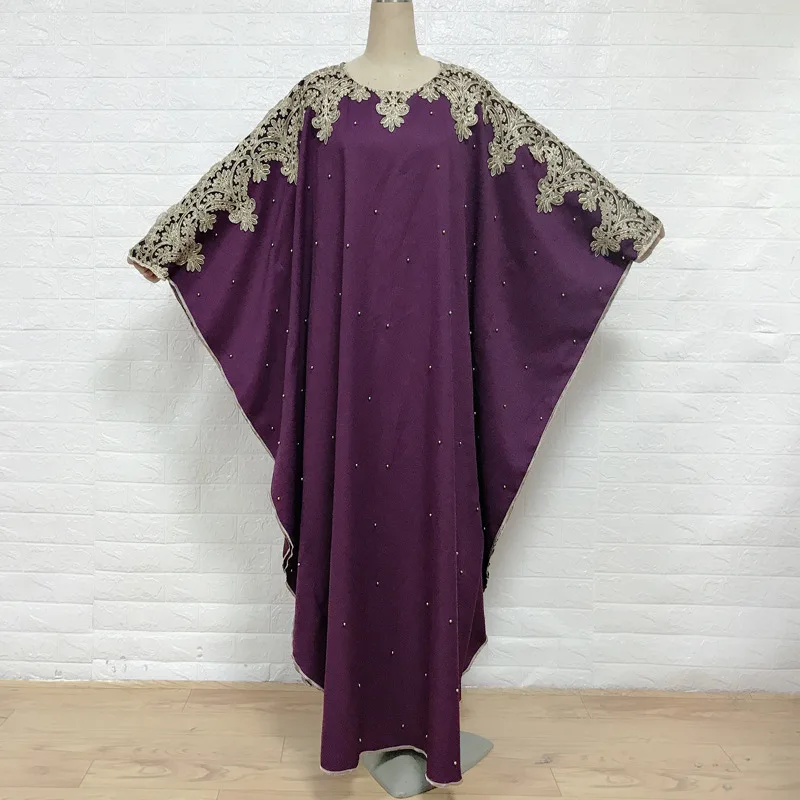 Мусульманское искусственное вышитое бисером платье с рукавом летучая мышь свободное Рамадан платье мусульманский кафтан кимоно женское к...