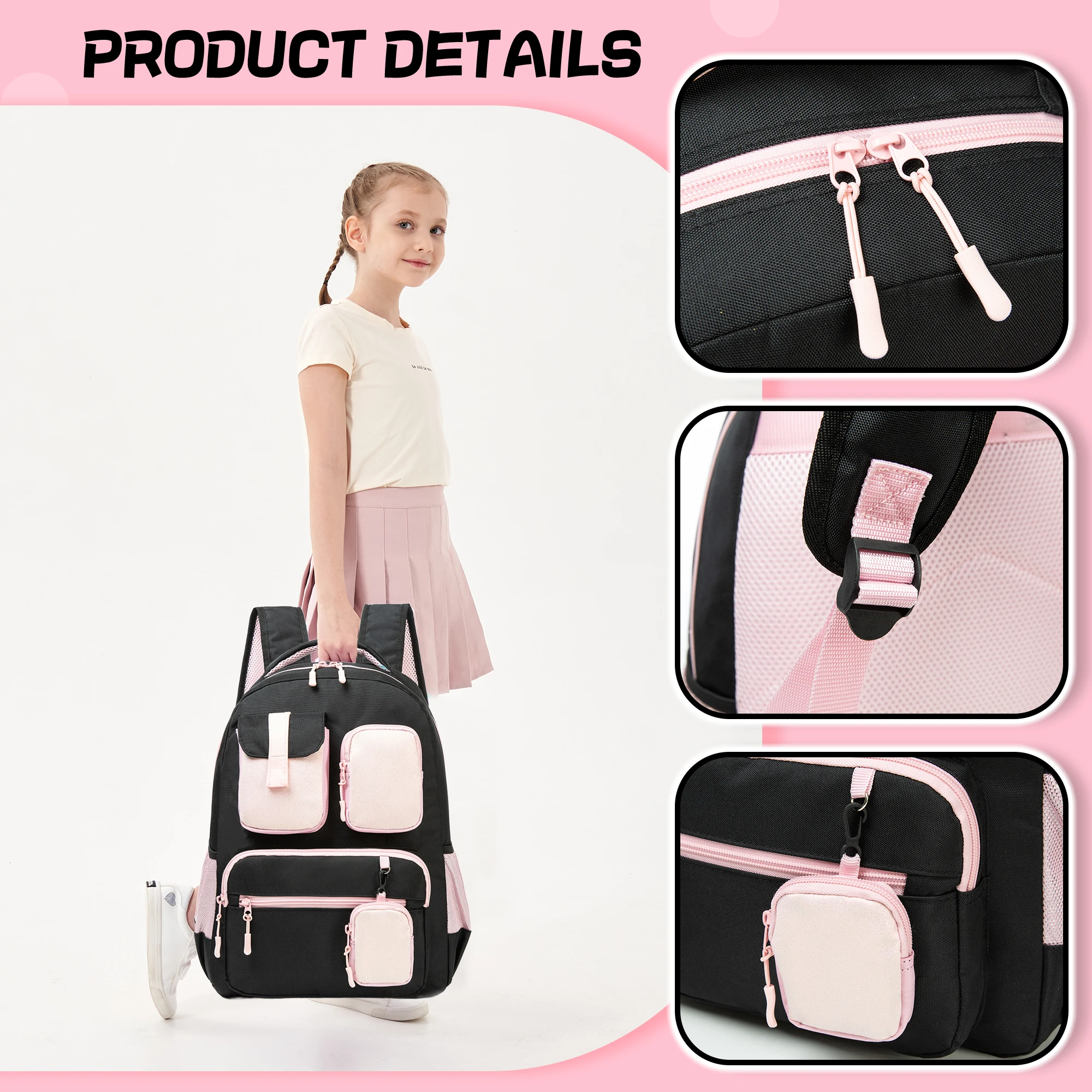 Рюкзак для девочек в консервативном стиле полиэстер однотонные школьные сумки с