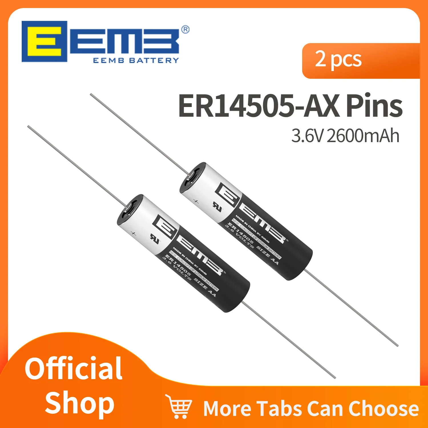 2 шт., литиевые батареи EEMB ER14505, 3,6 В, С AX Pin, 2600 мАч