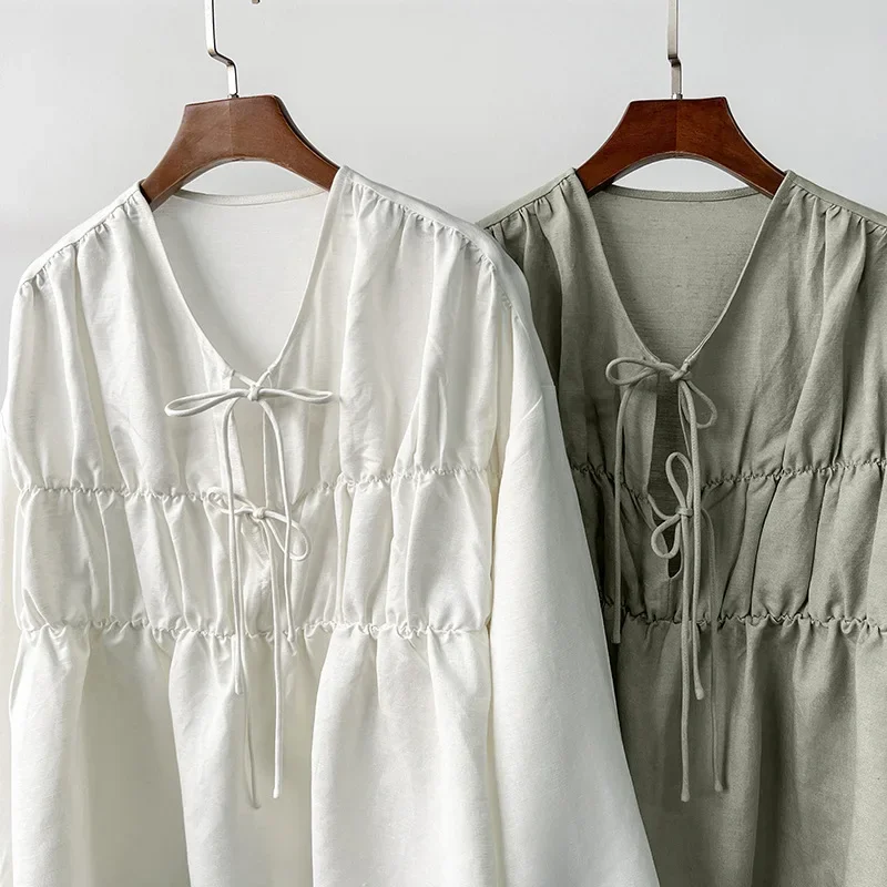 Элегантный женский топ с рукавами-фонариками уменьшающий возраст освежающий