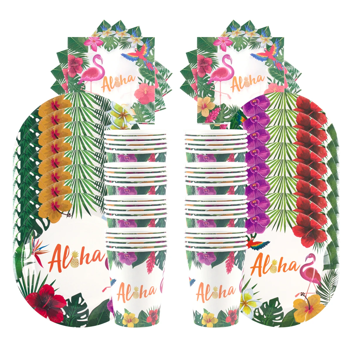 

Aloha Flamingo Party Decoration Disposable Paper Plate Cup Napkins Tablecloth Tableware Summer Tropical Hawaii Party Supplies