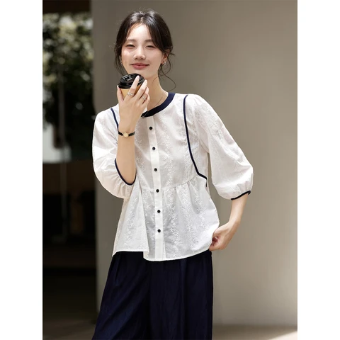 Vimly женская хлопковая рубашка  A2922