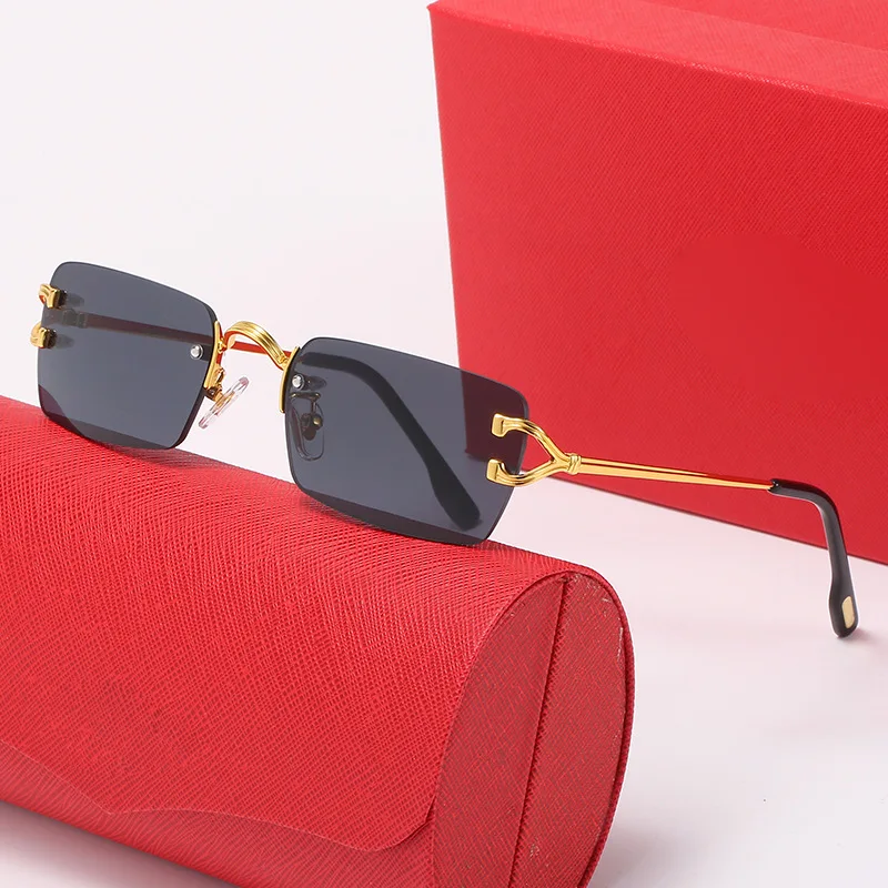 

2022 Vintage Fashion Sunglasses For Women Men Rimless Frameless Rectangle Shades UV400 Summer Traveling Sun Glasses K-39