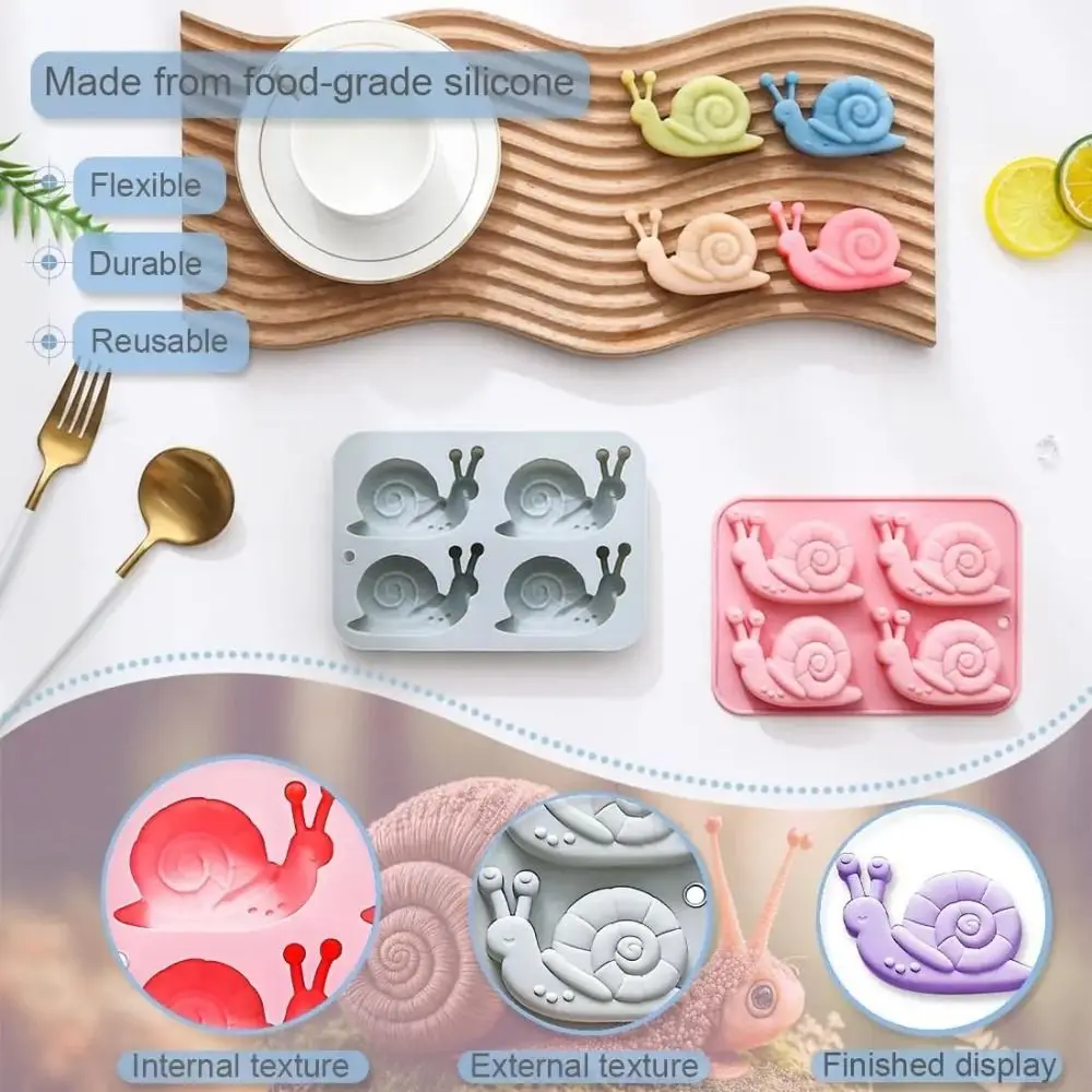 Фото Силиконовые формы для выпечки DIY: 4-секционные 3D-формы в виде улиток/эскарго, пищевой силикон, для украшения тортов и выпечки №4