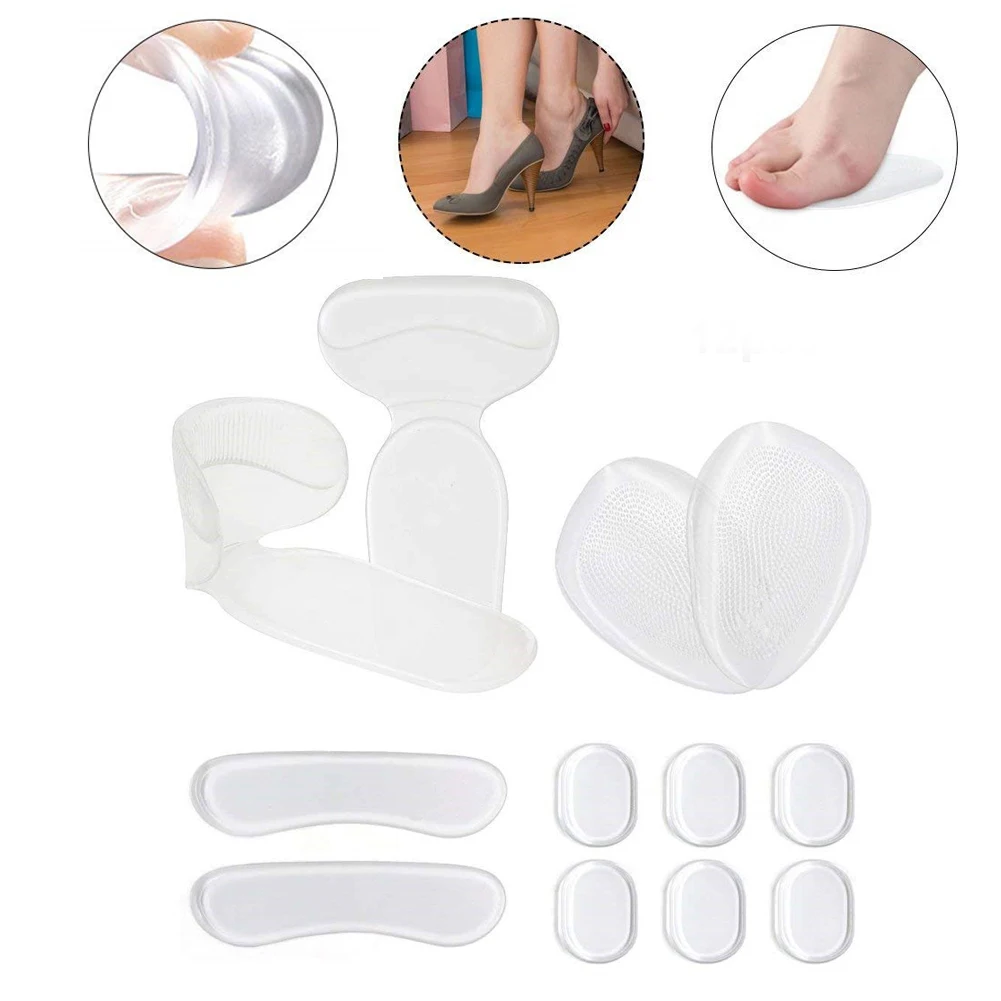 

12pcs Men Women Foot Protection Inserts Anti Slip Adult Tool Blister Prevention Forefoot Cushion Heel Grips Set Transparent Mini