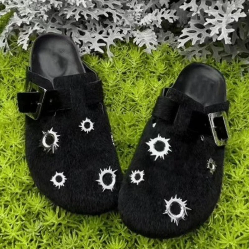 Летние женские тапочки на платформе искусственные мюли металлическая фурнитура