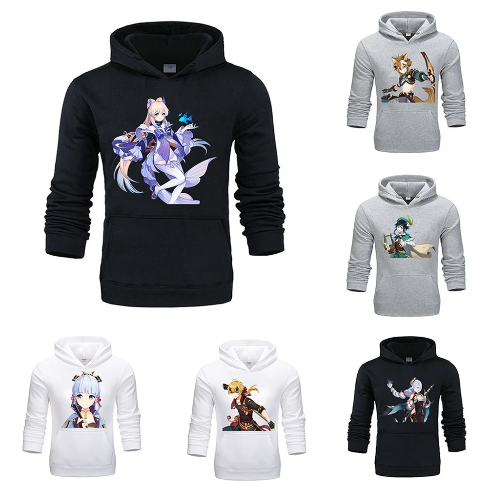 

Genshin Impact Game Cosplay Balck Oversized Men Hoodies Series Sweatshirts Streetwear Hip Hop Trendy Individuality Pullover
