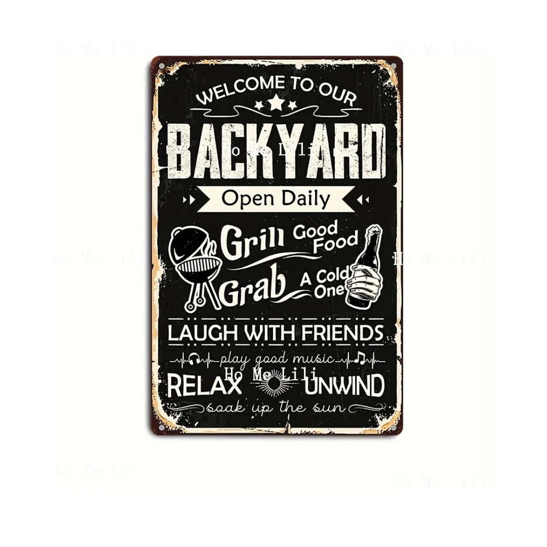 Металлическая табличка &quotWelcome To Our Backyard Grill&quot