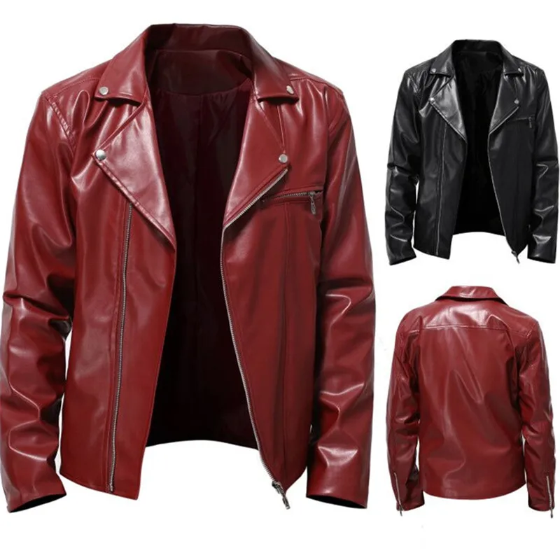 

2022 Autumn Fashion Men Streetwear Black PU Leather Jacket Mens Zipper Hip Hop Coat Male Motorcycle Faux Leather Jackets M-3XL