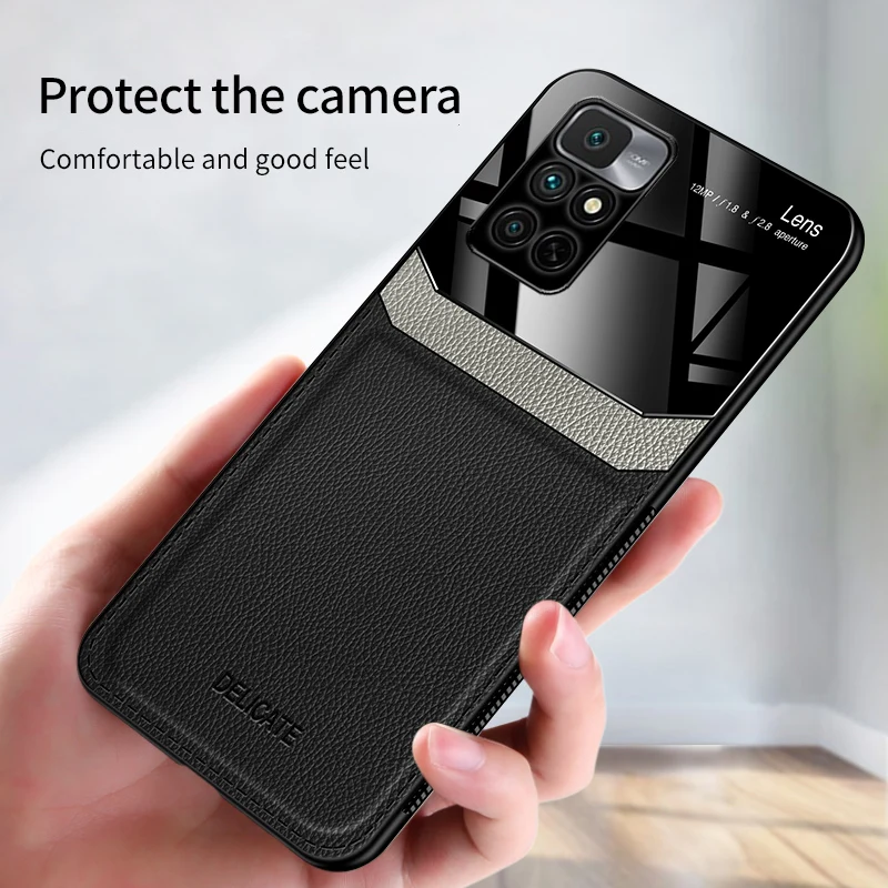 Camera Lens Protection Phone Case For Redmi Note 7 8 9 9S 9C 10 10T 11 Pro Max 5G 4G K40 Shockproof Bumper Leather Texture Cover |