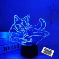 cat night light 3d pet lamp kitty light with 16 colors remote control birthday holiday gift for cat lover mom children