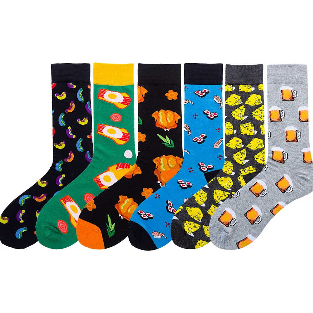 Fashion Sock Men Women 10 Pairs New Autumn Beer Hose Food Diamond Animal Male Socks Fruit Cotton Socks