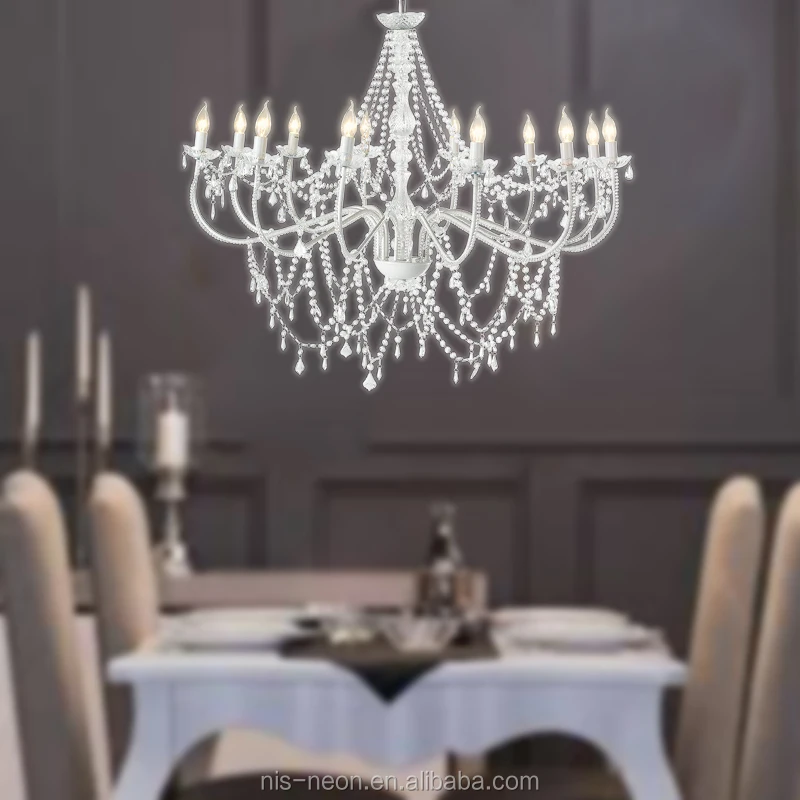 

Хрустальные подвесные свечи, люстры, подвесные светильники, Европейское освещение и схема, белая роспись, акриловые хрустальные 12 рук