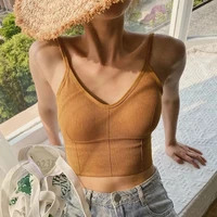 sleeveless summer crop top women tube top beauty back bra seamless push up sports bra off shoulder cami sexy backless tank top