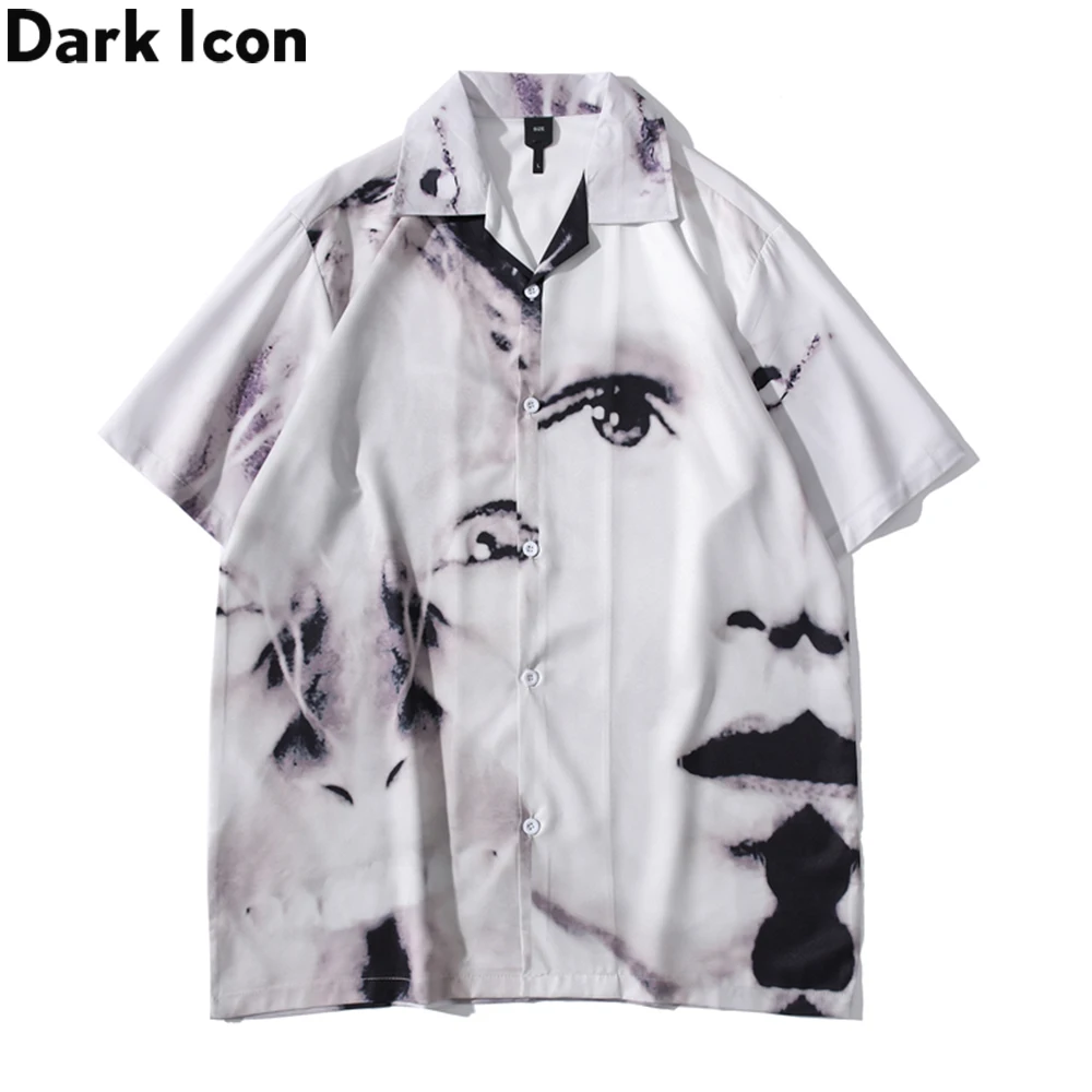 

2023 New Summer 3D Dark Icon Vintage Street Men's Shirts Short Sleeve Fashion Thin Material Hawaiian Shirt Man Blouse Male Tops
